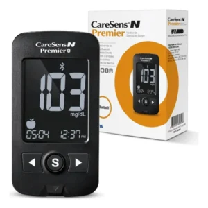 Glucómetro CareSens Premier Bluetooth Pantalla Grande Almacenamiento Negro.