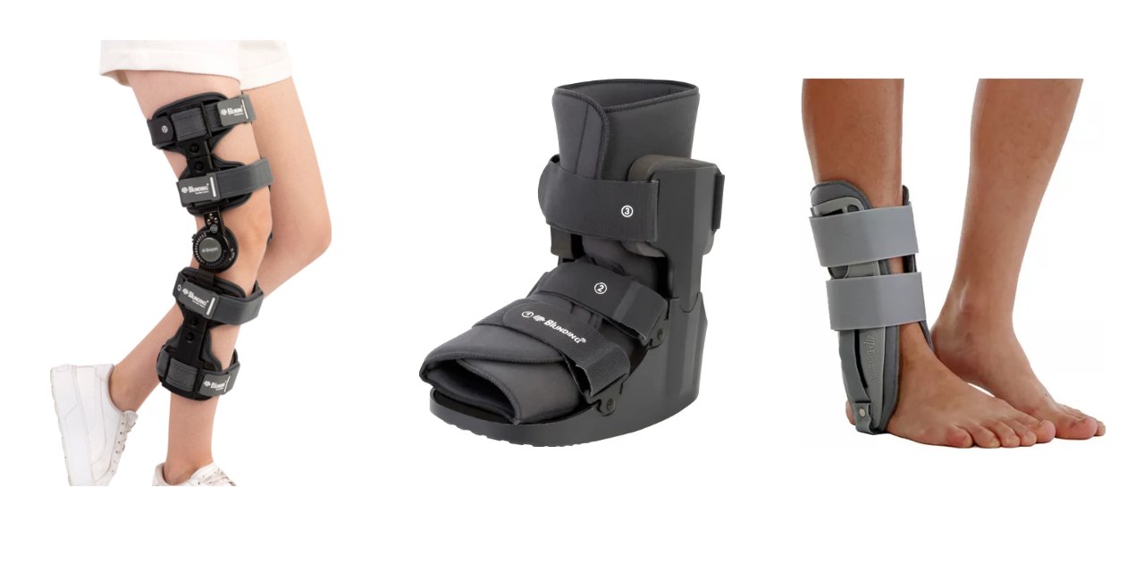 Rodillera telescópica, bota corta y tobillera inmovilizadora en stock